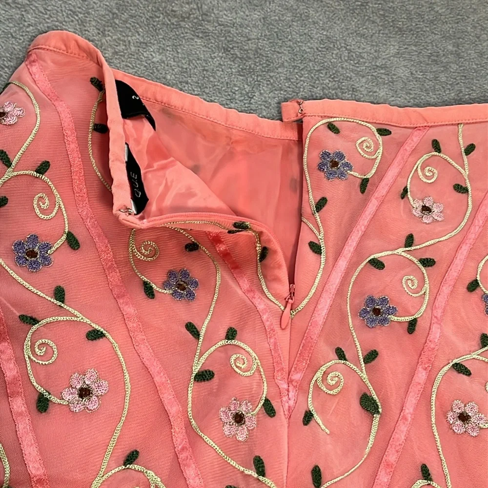 Fairy Floral Embroidered Skirt Size 2 Coquette Feminine Romantic Kawaii Spring